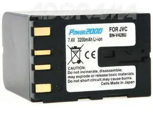 Power2000 BN-428U 7.2V 3200mAh Replacement Lithium-Ion Camcorder Battery for JVC