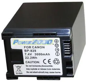 Power2000 BP-828 7.4V 3000mAh Replacement Lithium-Ion Camcorder Battery for Canon