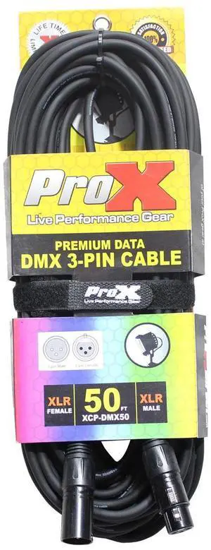 ProX XCP-DMX50 50' 3-Pin DMX XLR3-M to XLR3-F Premium Data Cable
