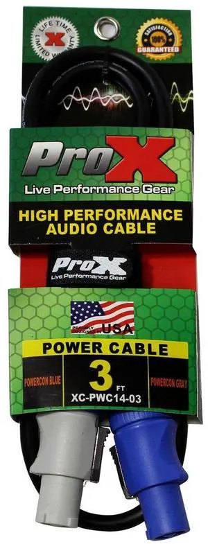 ProX XC-PWC14-03 3' 14 AWG PowerCon Out to PowerCon Link High Performance Power Cable