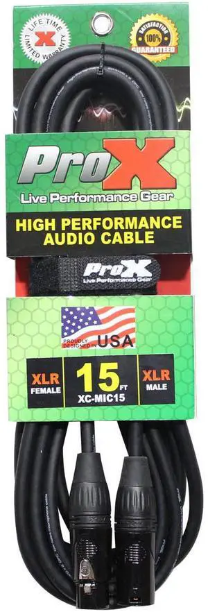 ProX XC-MIC15 15' XLR-F to XLR-M Balanced High Performance Microphone Cable