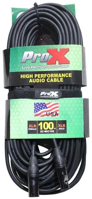 ProX XC-MIC100 100' XLR-F to XLR-M Balanced High Performance Microphone Cable