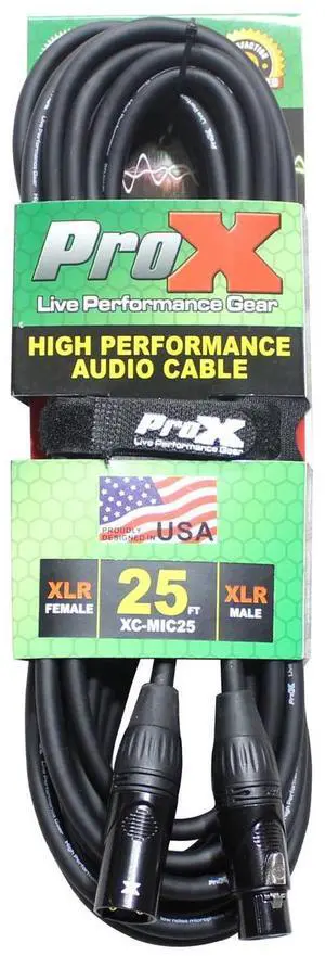 ProX XC-MIC25 25' XLR-F to XLR-M Balanced High Performance Microphone Cable