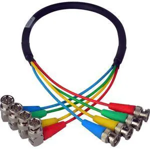 Laird 24" 4-Channel 6G/12G (2k/4k) HD-SDI Right Angle BNC to Kings BNC Video Cable for AJA CION Camera