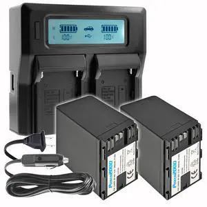 Power2000 2x Canon BP-A60 14.4V 6800mAh Lithium-Ion Battery with Dual Bay LCD Charger