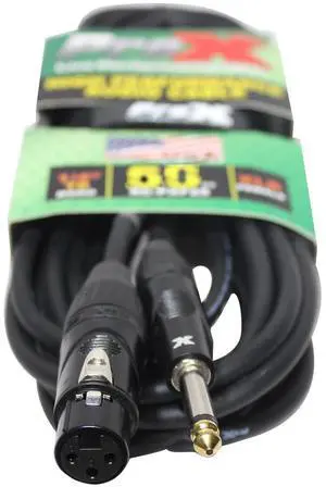 ProX XC-PXF50 50' 1/4" TS-M to XLR-F Unbalanced High Performance Audio Cable