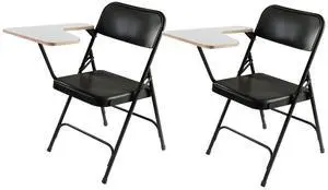 National Public Seating 2 Pack 5210R Tablet Arm Folding Chair, Right Arm, Black Surface, Black Frame