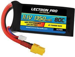 COMMON SENSE RC Lectron Pro 11.1V 1350mAh 80C Li-Po Battery with XT60 Connector
