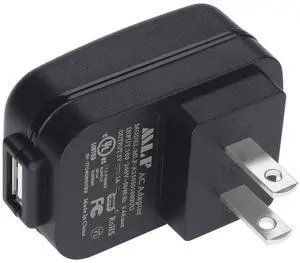 Nightstick NS-USBAC Female USB Type A to Male US Type A AC Power Plug Adapter, Black