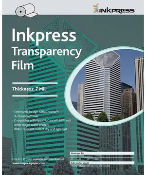 Inkpress Transparency, Resin Based Inkjet Film, 7mil., 8.5x11", 5 Sheets Inkpress Transparency, Resin Based Inkjet Film, 7mil., 8.5x11", 5 Sheets