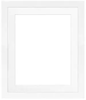 Framatic Metro Seamless 18x24" MDF Composite Wood Board Frame Matted for a 13x19" Photograph, White