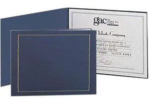TAP 11x8.5" Certificate Folder Frame, Blue with Gold Foil, 25-Pack