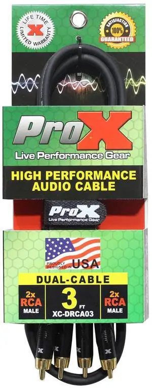 ProX XC-DRCA3 3' Dual RCA-M to Dual RCA-M Unbalanced Audio Cable