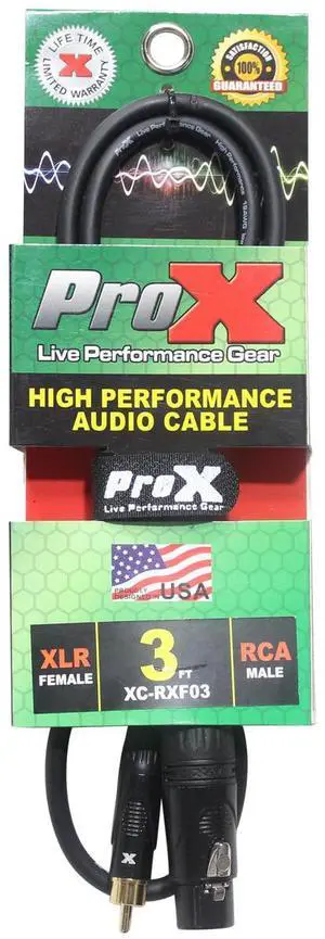ProX XC-RXF03 3' RCA-M to XLR3-F Unbalanced High Performance Audio Cable
