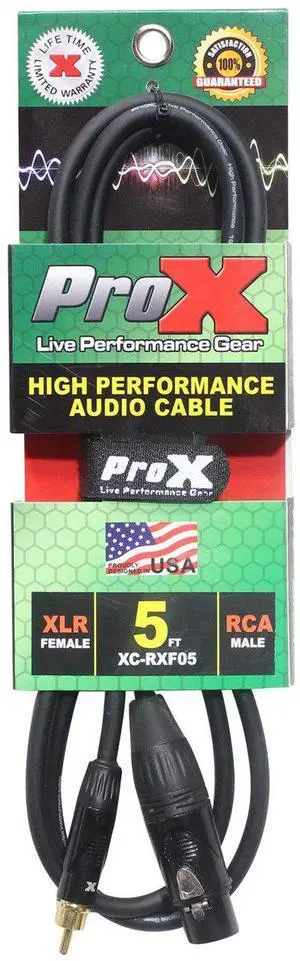 ProX XC-RXF05 5' RCA-M to XLR3-F Unbalanced High Performance Audio Cable