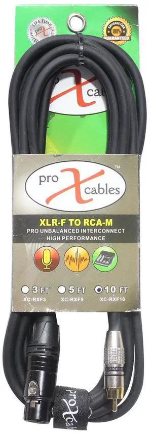 ProX XC-RXF10 10' RCA-M to XLR3-F Unbalanced High Performance Audio Cable