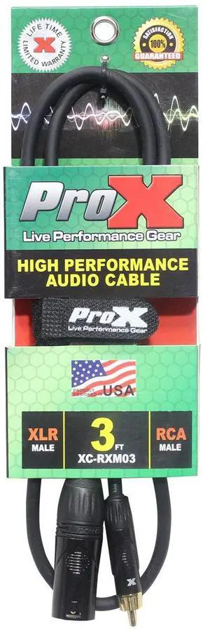 ProX XC-RXM03 3' RCA-M to XLR3-M Unbalanced High Performance Audio Cable