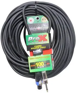 ProX XC-SQ100 100' 12AWG SpeakOn to 1/4" TS-M High Performance Speaker Cable