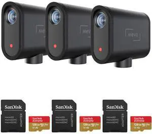 Mevo Start All-In-One Full HD Live Streaming Camera with 128GB microSDXC Memory Card and Adapter, 3-Pack