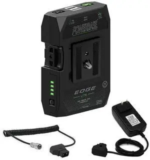 Core SWX PowerBase Edge Lite 49Wh 14.8V Small Form Cine Base Lithium-Ion Battery Pack Bundle with Coiled D-Tap to 2-Pin Cable, D-Tap Charger