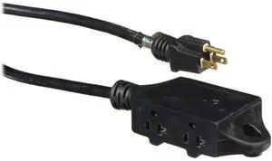 Milspec 6' SJTW 12/3 Molded Quad-Box with 4 T-Slot 20A Receptacles, Black