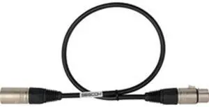 Canare 3' 3-Pin XLR Male to Female Star-Quad Microphone Cable, 24 Conductor AWG, Black
