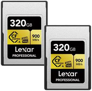 Lexar GOLD Series Professional 320GB CFexpress Type-A Memory Card, 2-Pack