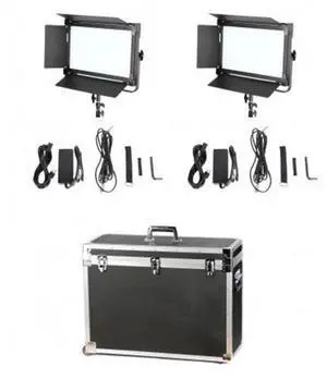 Came-TV 1380 Bi-Color LED 2-Light Kit, Includes 2x 4-Way Barndoor, 2x Power Adapter, 2x DMX Cable, 2x AC Power Cord, Case
