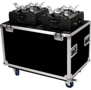 LIGHTING CASE TO HOLD 2 X CHAUVET INTIMIDATOR SPOT MOVING HEAD OR ANY SIMILAR SIZED MOVING HEAD - STACKABLEWITH CASTER DISH PLATE