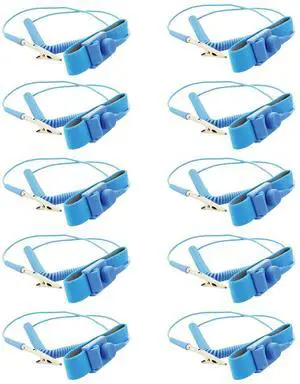 Green Extreme 6' Anti-Static Wrist Strap, 10-Pack Adjustable Anti Static Wrist Strap, Blue