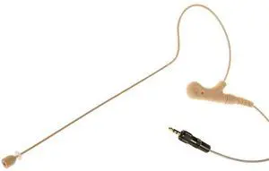 Voice Technologies VT910DC Omnidirectional Condenser Earhanger Microphone with 3.5mm TRS Connector for Sennheiser evolution G4/G3 Wireless Mic System, Beige