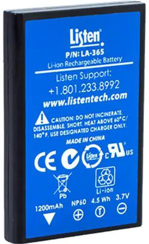Listen Technologies LA-365 Replacement Rechargeable Li-ion Battery