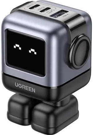 UGREEN Uno Robot 65W 3-In-1 USB-C PD GaN Fast Charger, Space Gray