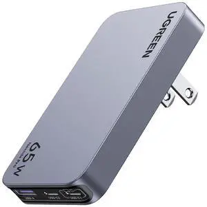 UGREEN Nexode Pro 65W 3-in-1 USB-C GaN Ultra-Slim Wall Charger, Black