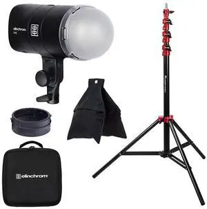 Elinchrom ONE 131Ws Off-Camera Flash Kit, Bundle with Flashpoint 9.5' Pro Air-Cushioned Stand and Weight Sand Bag