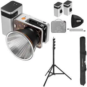Zhiyun PLX104 MOLUS X60RGB 60W RGB Pocket COB LED Light Pro Kit, Bundle with 9.5' Pro Air-Cushioned Light Stand