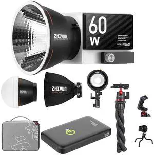 Zhiyun MOLUS G60 60W Bi-Color Pocket COB LED Light Combo Kit, Bundle with Green Extreme 10000mAh Qi Wireless Power Bank and Ulanzi MT-11 Tripod with Ball Head