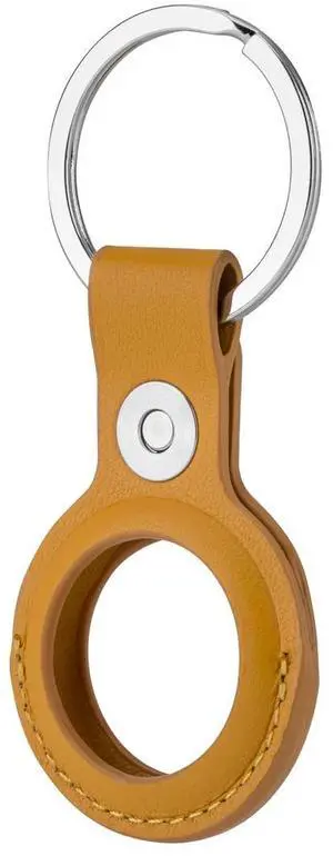 Slinger Slinger Leather Case for AirTag Finder, Anti-Scratch Protective Skin Cover with Keychain Compatible with AirTags 2021 (Yellow)