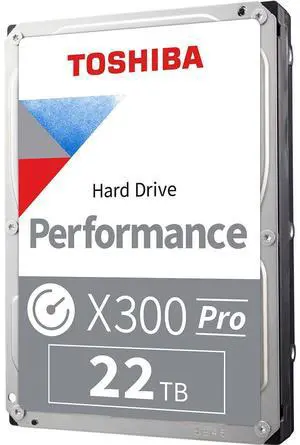 Toshiba 22TB X300 Pro Performance 3.5" CMR Internal HDD - SATA 6 Gb/s - 6Gbps - 7200RPM - 512MB - 1.0M hours - 8.02Watt  HDWR62CXZSTB