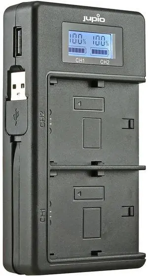 Jupio USB Dedicated Duo Charger LCD for Sony NP-FH50/70/100 NP-FV50/70/100