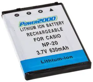 Power2000 NP-20 3.7V 630mAh Rechargeable Lithium-Ion Battery for Casio Exilim Digital Cameras