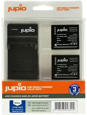 Jupio Value Pack with 2x DMW-BLG10 7.2V 900mAh Lithium-Ion Battery and USB Charger