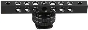 CAMVATE Aluminum Cheese Bar with 1/4"-20 Thread Hole and Hot Shoe Adapter for Monitor, Black