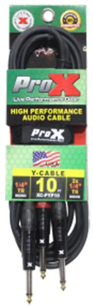 ProX XC-PYP10 10' 1/4" TS-M to Dual 1/4" TS-M High Performance Audio Cable
