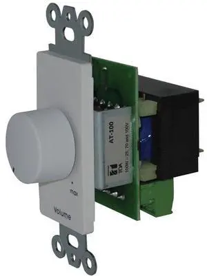 TOA Electronics AT-100 100W In-line Volume Control Attenuator with Decora -style Wall Plate, White