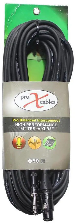 ProX XC-SXF50 50' 1/4" TRS-M to XLR3-F Balanced High Performance Audio Cable