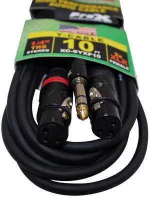 ProX XC-SYXF10 10' 1/4" TRS-M Stereo to Dual XLR-F High Performance Y Cable