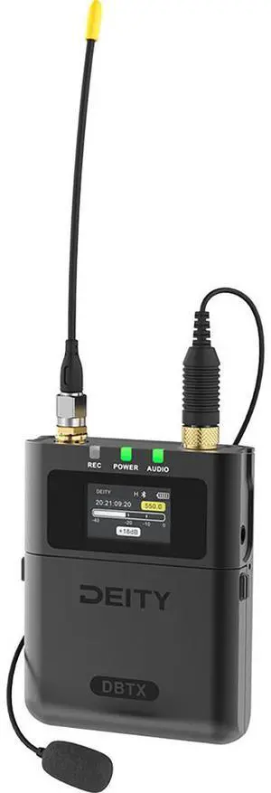 Deity Microphones Theos DBTX Digital Wireless Bodypack Transmitter with Omnidirectional Lavalier Microphone, 550-663MHz