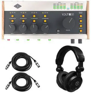 Universal Audio Volt 476P 4x4 USB 2.0 Audio Interface, Bundle with TAPH100 Monitor Headphones, 2x 25' Microphone Cable