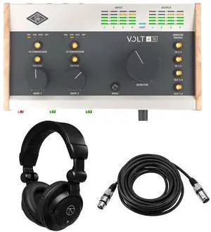 Universal Audio Volt 476 Portable 4x4 USB Type-C Audio/MIDI Interface, Bundle with TAPH100 Monitor Headphones and 25' Microphone Cable